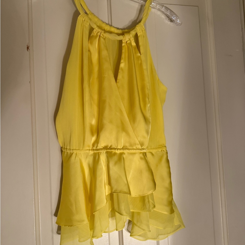 Yellow Sleeveless Ruffle Top